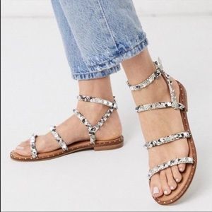 NEW Nicole Miller New York - Studded Snake Print Gladiator Sandals